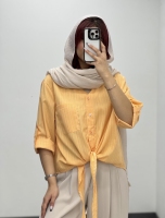 شومیز گره ای لینن اسلپ