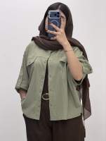 کراپ شومیزی اطلس جیب نما