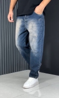 شلوار مام فیت مردانه آبی