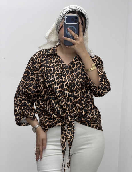 شومیز پلنگی گره ای