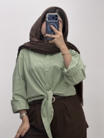 شومیز گره ای لینن آستین دکمه