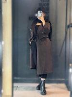 بارونی دو تیکه کراپ کت با سرافون