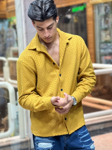 پیراهن بافت حصیری زرد