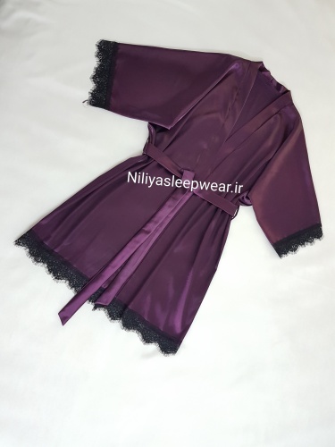 روبدوشامبر بادمجانی با تور مژه