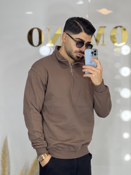 دورس نیم زیپ ساده ضخیم Yep موکا