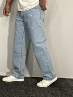 شلوار جین بگ استایل (گرم بالا )مردانه آبی یخی