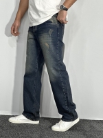 شلوار جین بگ استایل(گرم بالا)مردانه آبی گازوییلی