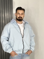 کاپشن بوفالو باکسی مردانه داخل خز آبی