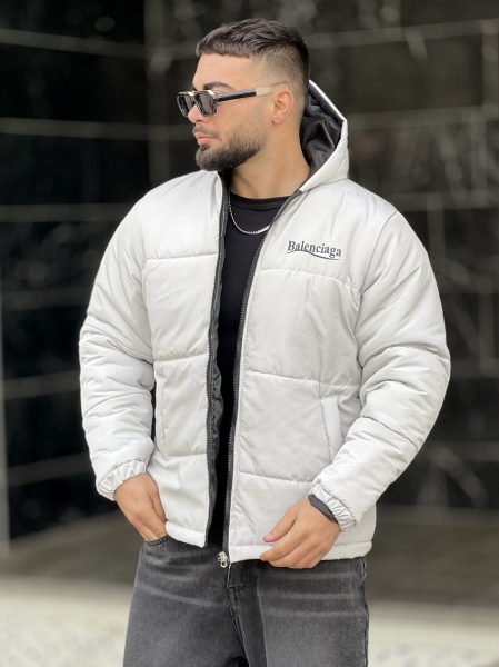 کاپشن Balenciaga کلاهدار طوسی روشن