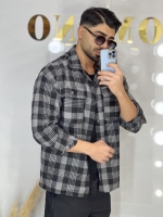 کت پشمی ضخیم j ذغالی چهارخونه