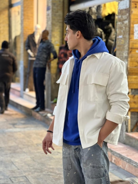 پیراهن کتان دو جیب دردار سفید