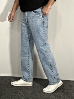 شلوار جین بگ استایل زاپدار مردانه آبی روشن