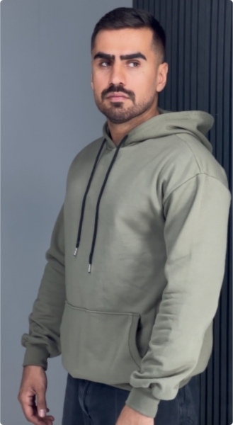 هودی سه نخ پنبه رنگ سبز