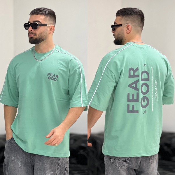 تیشرت 2نخ Fear سبز پاستیلی