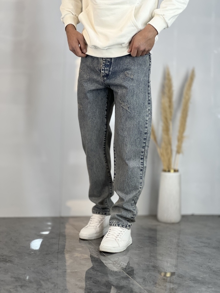 شلوار مام فیت جین Kh Zara آبی کثیف کد250