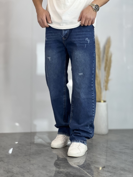 شلوار نیم بگ جین Zara سرمه ای کد 547