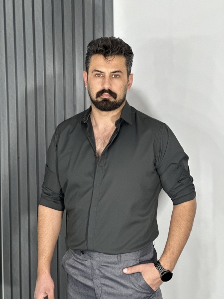 پیراهن دوشین مردانه رنگ طوسی تیره