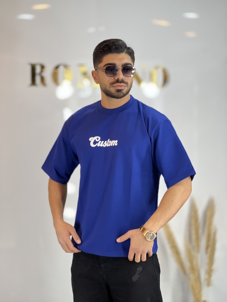 تیشرت دورس باکسی Custom آبی کاربنی