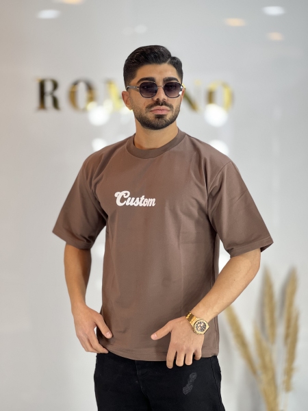 تیشرت دورس باکسی Custom موکا