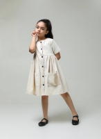 پیراهن کتان دکمه ایی