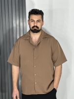 پیراهن پارچه مازراتی( دبل) مردانه باکسی موکا