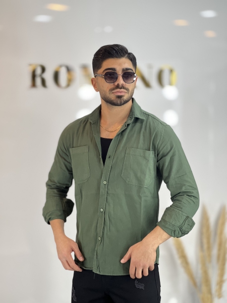 پیراهن کتان دوجیب Za سبز