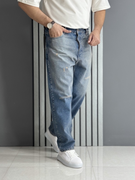 شلوار مام فیت آبی ( قد 100 سانت )