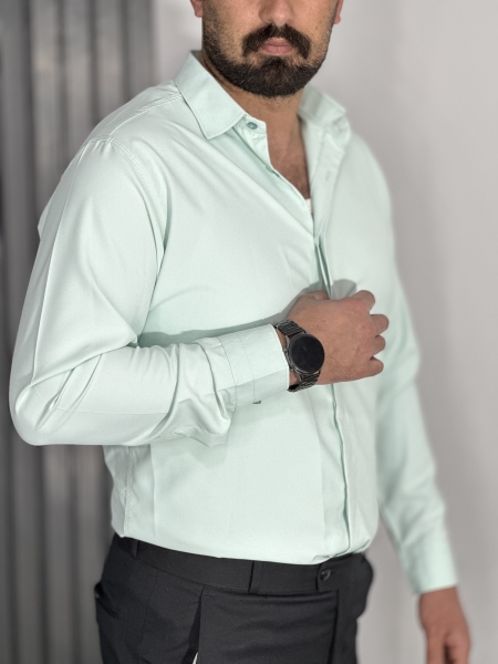 پیراهن دوشین مردانه سبز پاستیلی