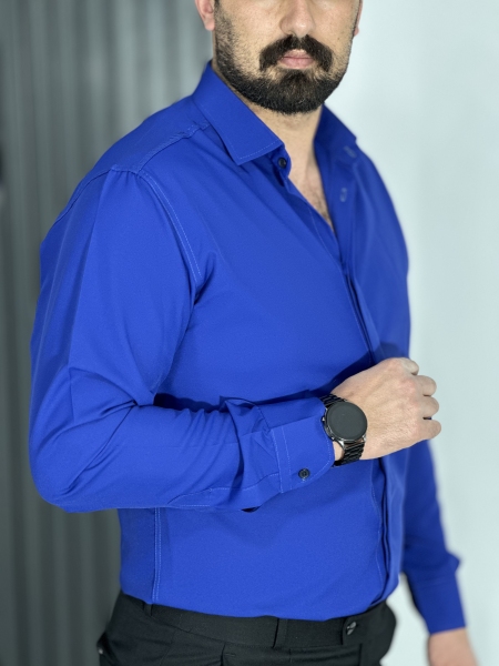 پیراهن دوشین مردانه رنگ آبی کاربنی