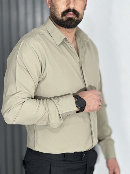 پیراهن دوشین مردانه رنگ خاکی