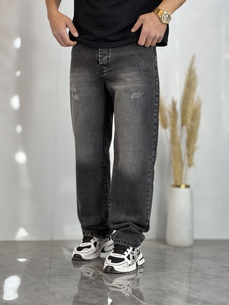 شلوار نیم بگ جین Zara ذغالی کد 510