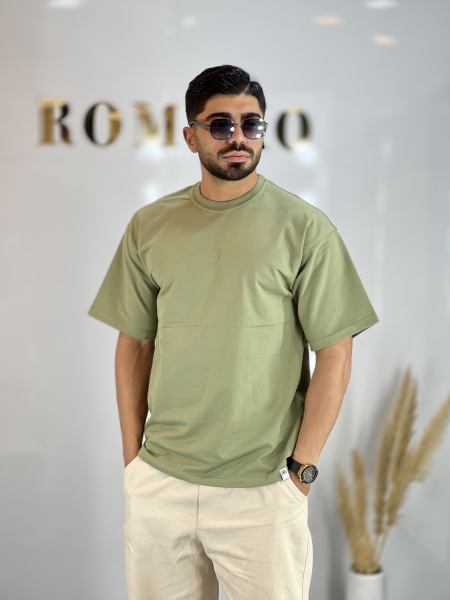 تیشرت ساده دونخ پنبه Zara سبز صدری