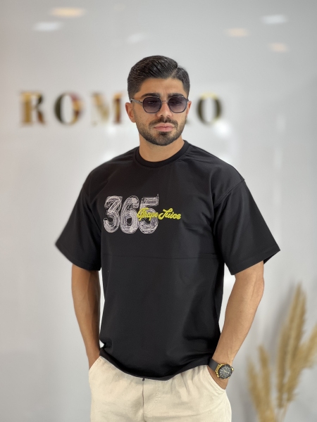 تیشرت دونخ پنبه گلدوزی 365 مشکی