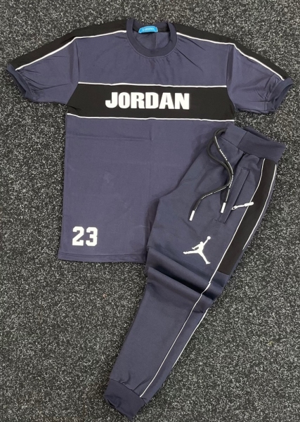 ست تیشرت واسلش JORDAN طوسی مشکی
