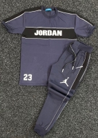 ست تیشرت واسلش JORDAN طوسی مشکی