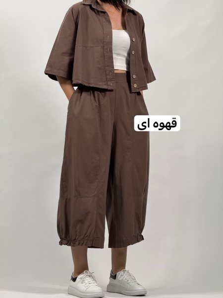 شومیز لینن باکسی دو دکمه