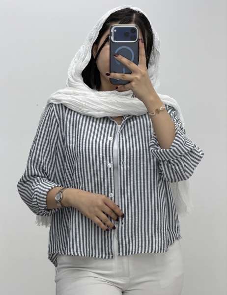 کراپ لینن راه راه ساده