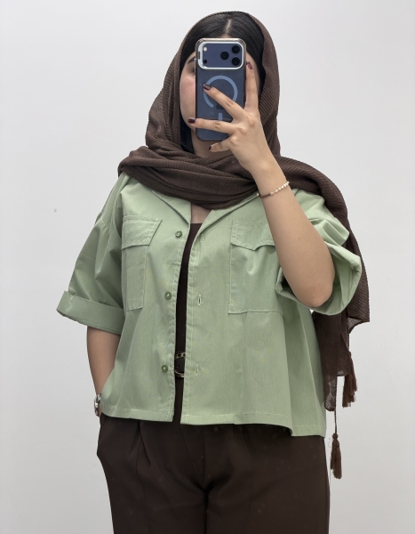 شومیز لینن جیب پاکتی استایل