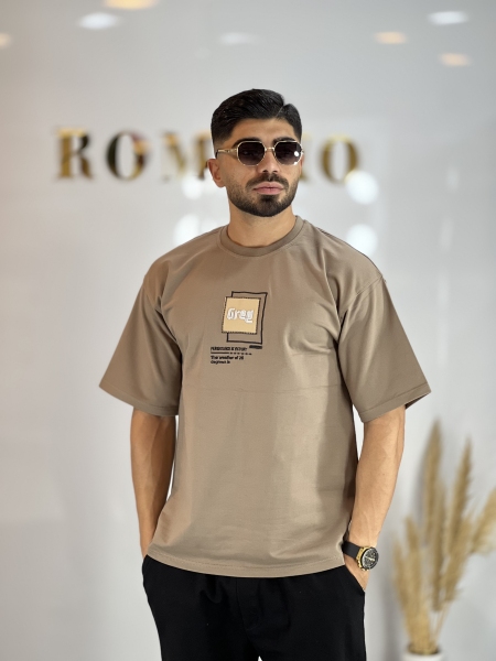 تیشرت دونخ پنبه گلدوزی Gray موکا