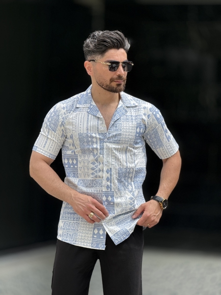 پیراهن لینن آبی