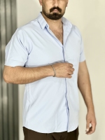 پیراهن دوشین آستین کوتاه مردانه آبی روشن