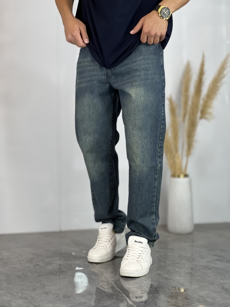 شلوار مام فیت جین Zara آبی سبز کد 475