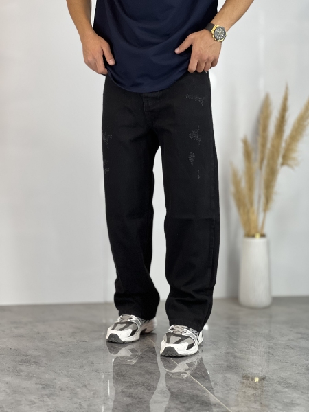 شلوار نیم بگ جین Zara مشکی کد 520