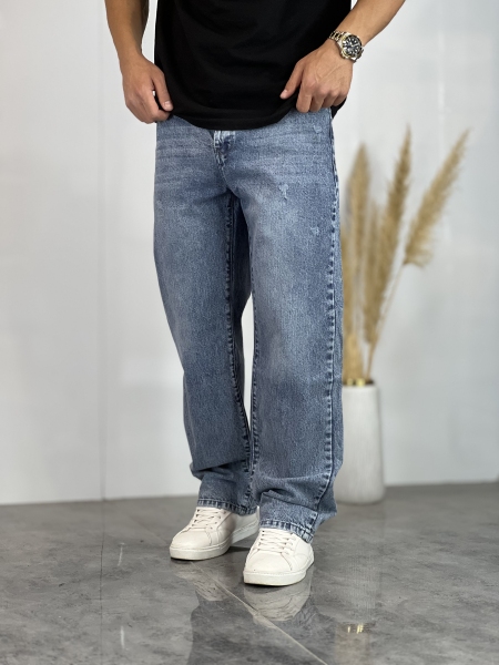 شلوار نیم بگ جین Zara آبی دریایی کد 542