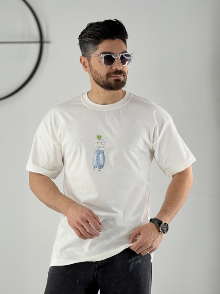 تیشرت پنبه طرح پسر سفید