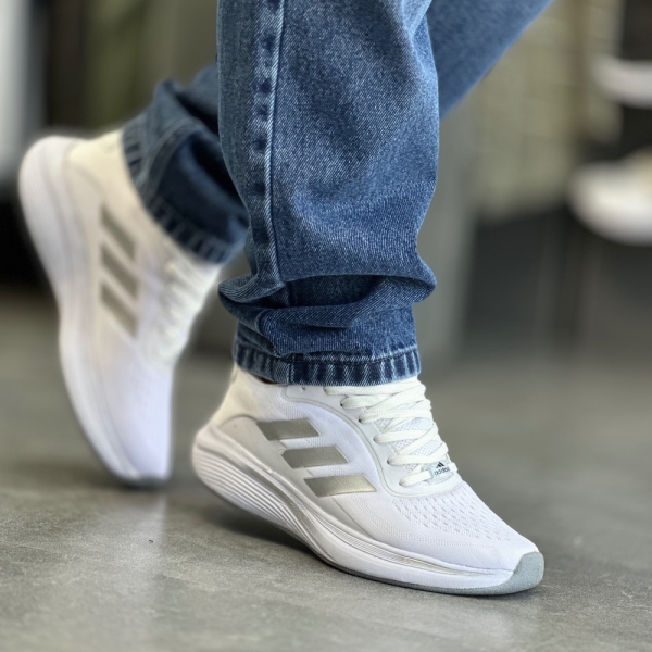 کتانی ADIDAS سفید خط طوسی