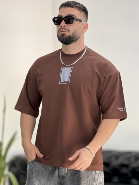 تیشرت 2نخ Jordan قهوه ای