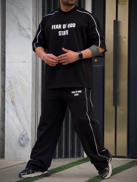 ست تیشرت واسلش FEAR OF GOD STATE مشکی