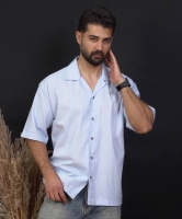 پیراهن مردانه یقه انگلیسی آبی روشن