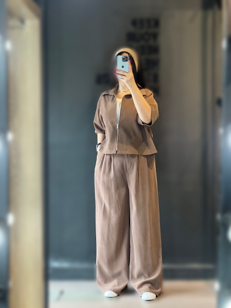 ست شومیز زیپی با شلوار